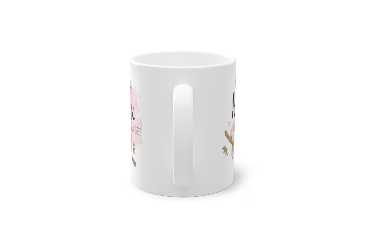 Keramiktasse mit Faultier Motiv und Schriftzug Mamas Relax Tasse – Geschenkidee für Mama
