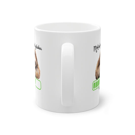 Seitenansicht der lustigen Faultier Tasse mit Ladebalken und Büro Humor