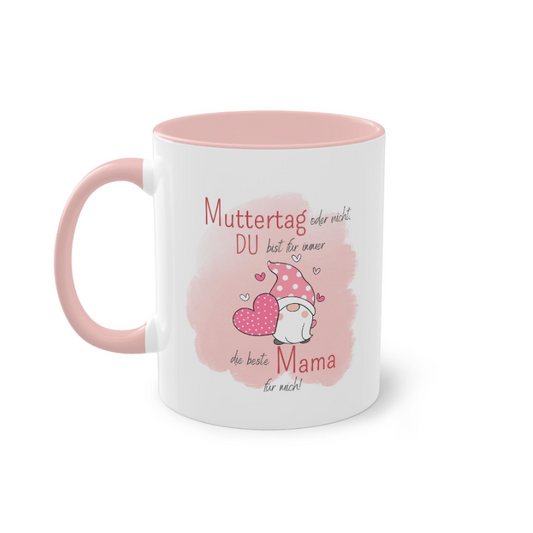 Geschenkidee für Mama Keramiktasse mit rosa Henkel