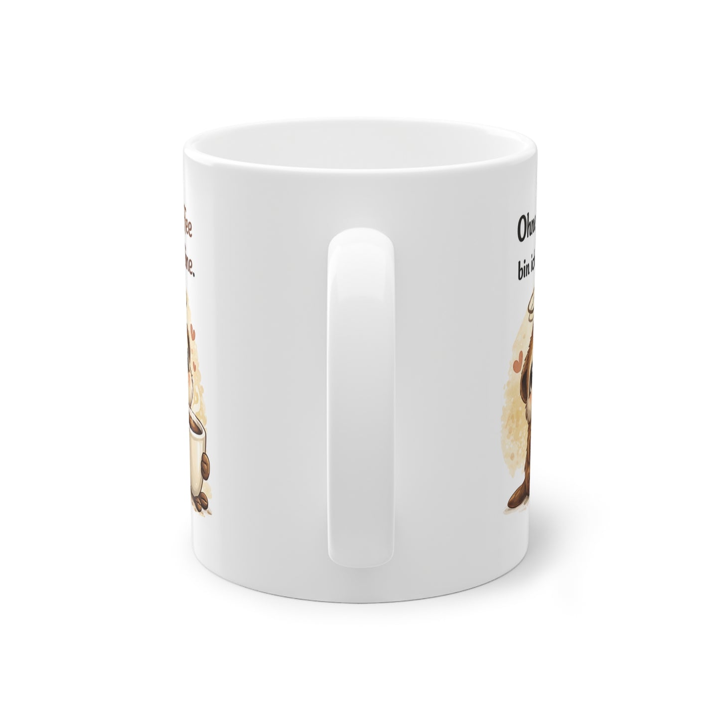 Lustige Kaffeetasse mit süßem Erdmännchen und Kaffee Spruch