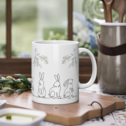 Frühlings Kaffeetasse mit Hasenmotiv als Oster Geschenk