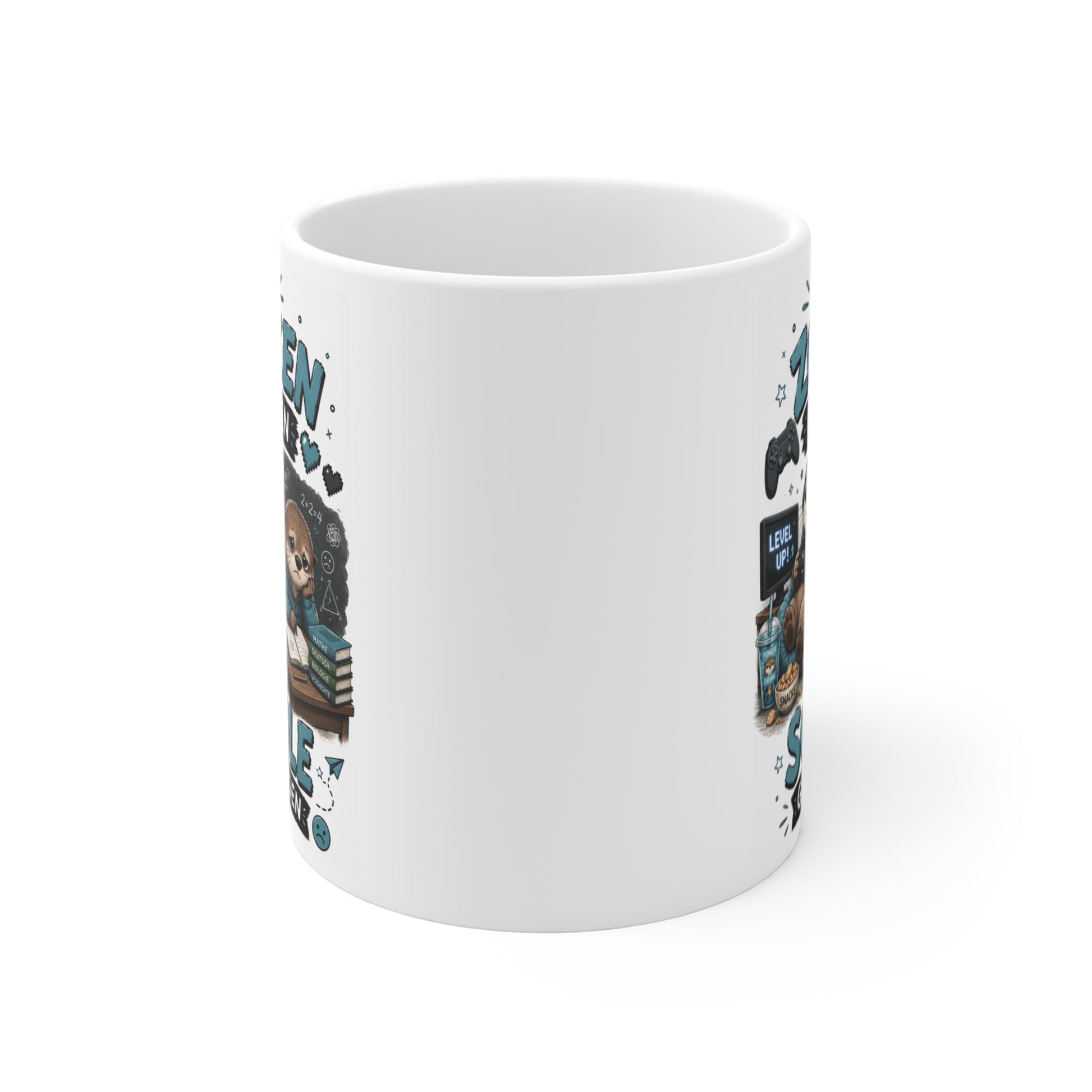 Rundum bedruckte Gamer Tasse mit Otter Motiv und humorvollem Schul- und Gaming Design
