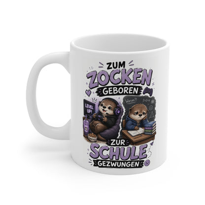 Lustige Gamer Geschenk Tasse mit Otter Illustration und Spruch für Schüler und Gaming Fans