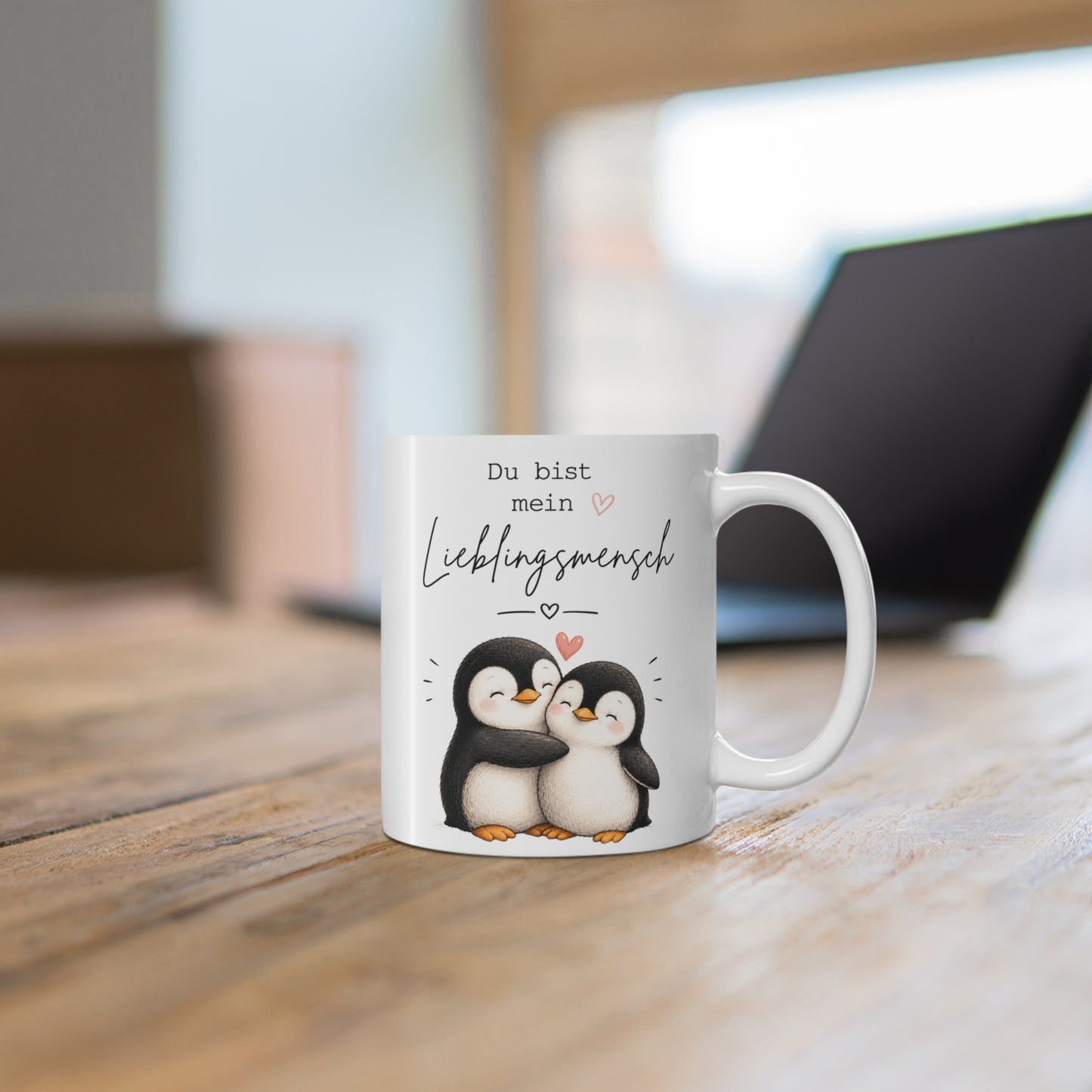 Romantische Pinguin Tasse als Geschenk für Partner oder Lieblingsmensch