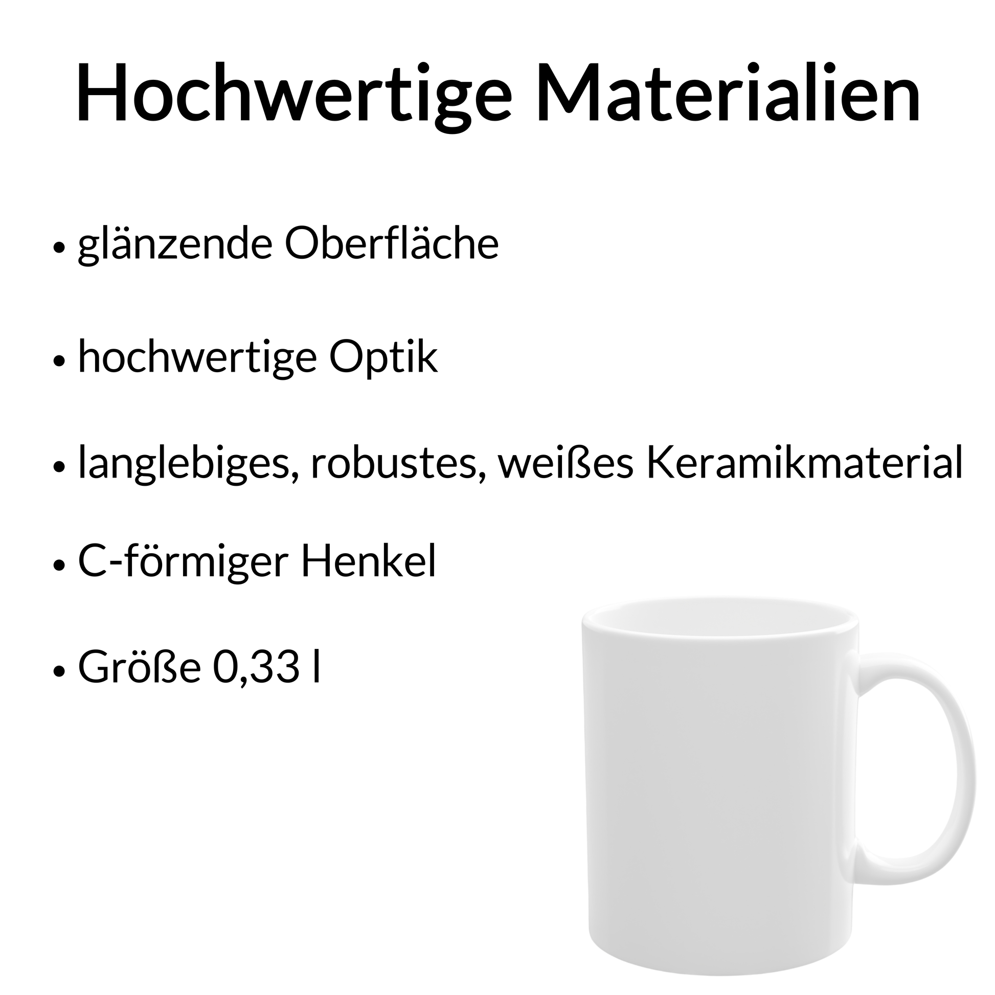 Alle wichtigen Informationen zu der Tasse auf einen Blick.