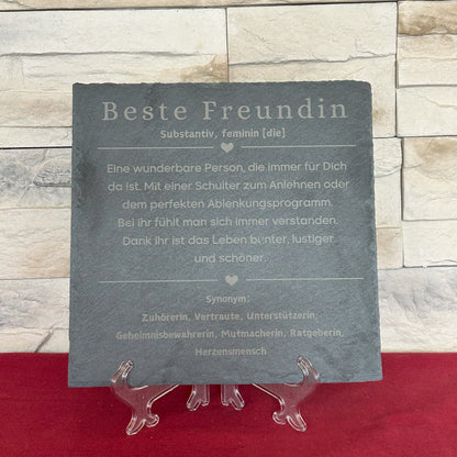Freundschaft Geschenk Schieferplatte mit Gravur