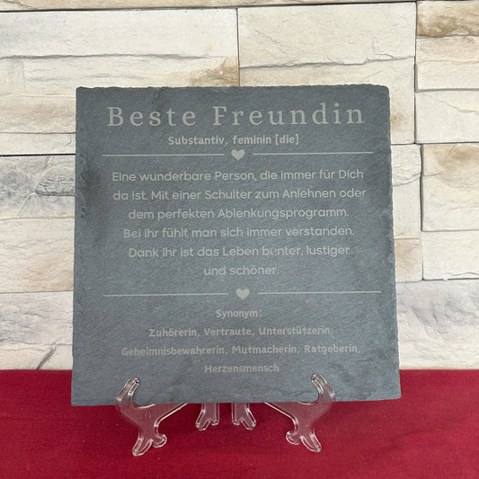 Freundschaft Geschenk Schieferplatte mit Gravur