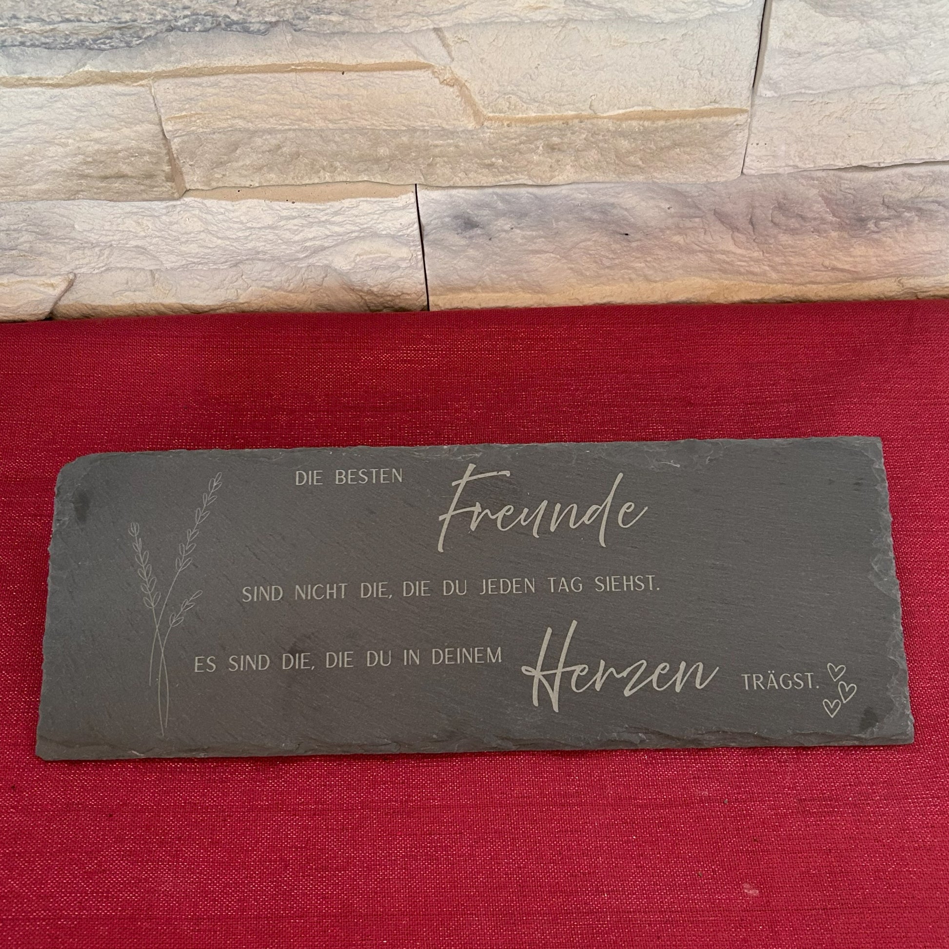 Schiefer Deko mit Freundschaftsspruch und Acryl Aufsteller