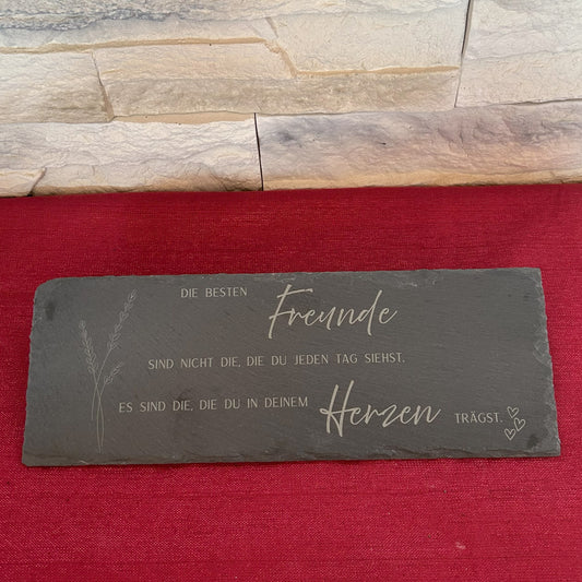 Schiefer Deko mit Freundschaftsspruch und Acryl Aufsteller