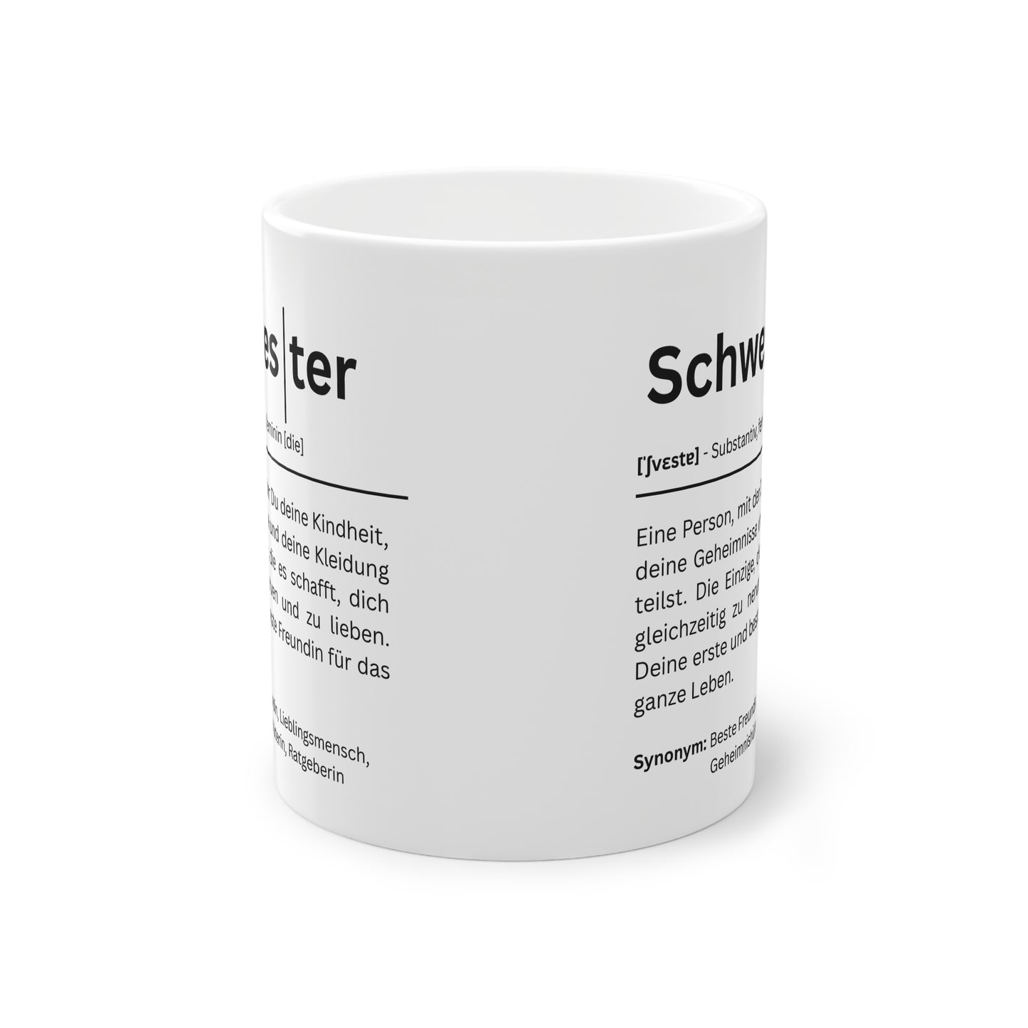 Keramiktasse Schwester Definition – Geschenkidee für Schwester Geburtstag