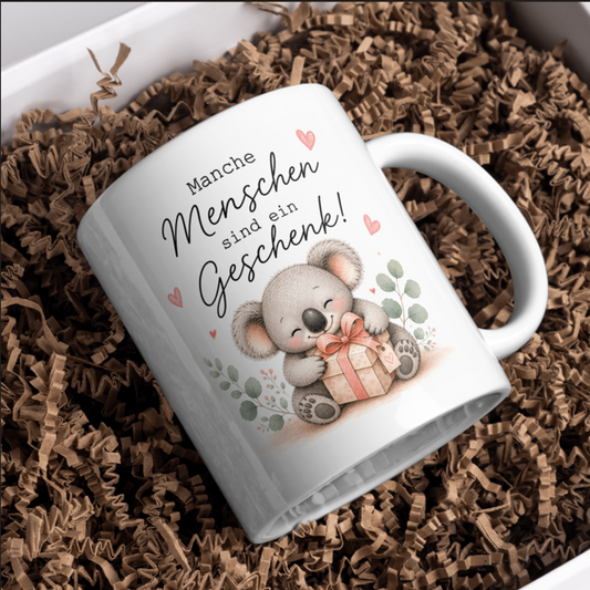 Manche Menschen sind ein Geschenk Tasse – Süßer Koala mit Geschenk | Liebevolle Geschenkidee für Herzensmenschen