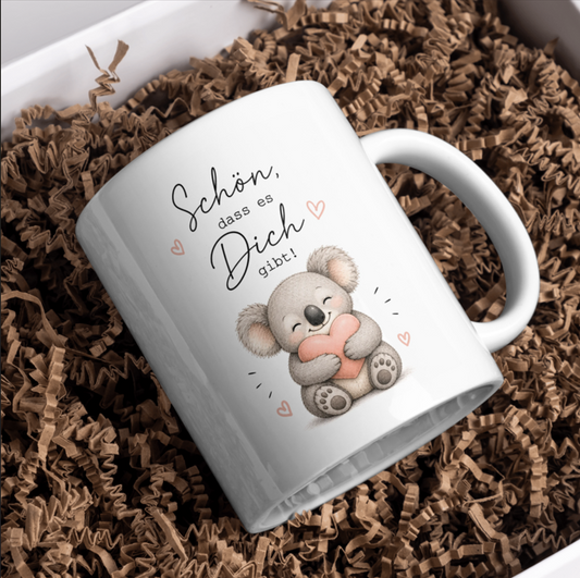 Schön, dass es Dich gibt Tasse – Süßer Koala mit Herz | Liebevolles Geschenk für Lieblingsmenschen