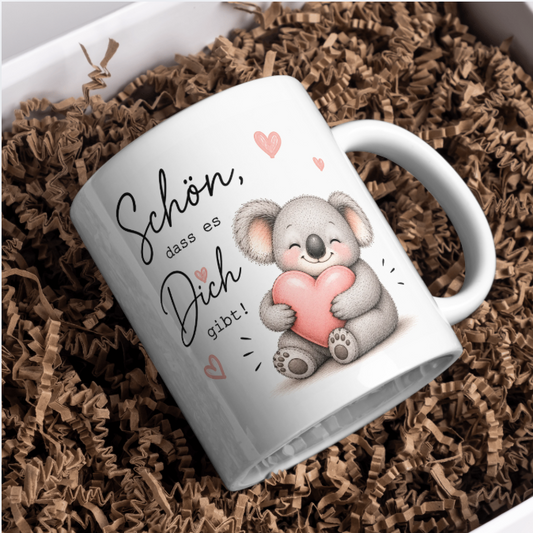 Schön, dass es Dich gibt Tasse – Süßer Koala mit Herz | Liebevolles Geschenk für Lieblingsmenschen