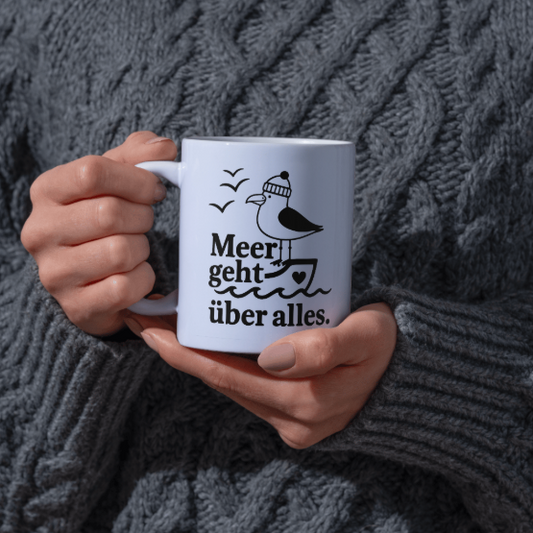 Meer geht über alles Tasse | Maritime Möwen Tasse mit Küstenliebe | Nordsee Geschenk für Meerliebhaber