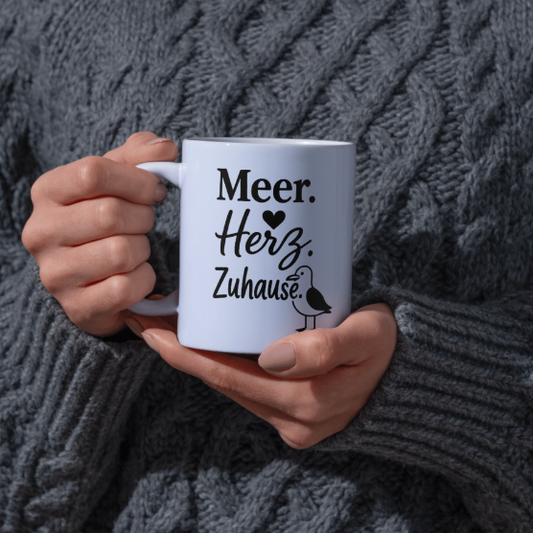 Meer Herz Zuhause Tasse | Maritime Möwen Tasse | Küstenliebe Geschenk für Nordsee- und Ostsee-Fans