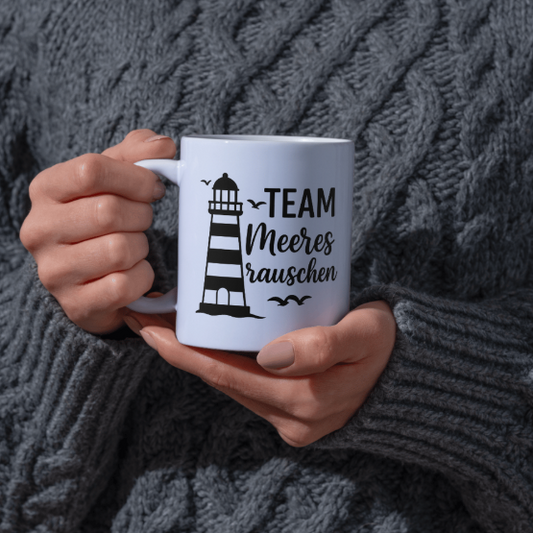 Team Meeresrauschen Tasse | Maritime Leuchtturm Tasse | Nordsee Geschenk für Küstenfans und Meerliebhaber