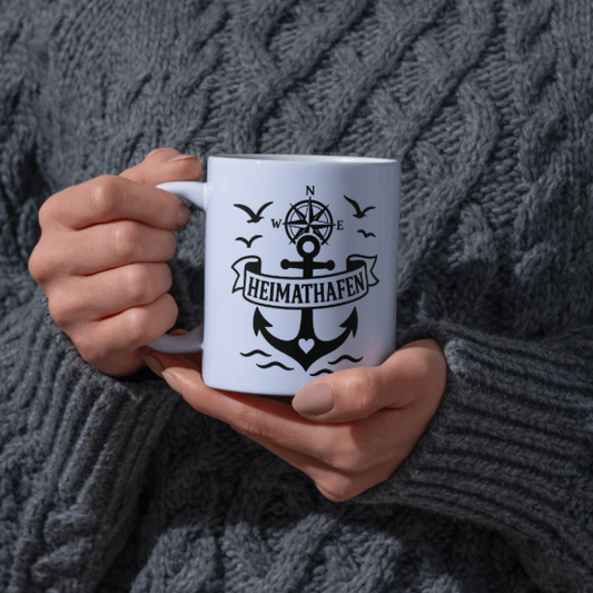 Heimathafen Tasse | Maritime Anker Tasse mit Kompass | Nordsee Geschenk für Küstenliebhaber und Meerfans