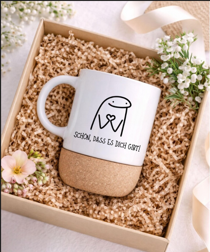Schön dass es Dich gibt Tasse mit Korkboden – Liebevolle Geschenkidee für Freundin Mama Schwester Kollegin