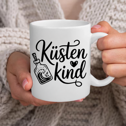 Küstenkind Tasse – Maritime Keramiktasse mit Flaschenpost | Nordsee Geschenk | Ostsee Becher | Meerliebe | Küstenliebe