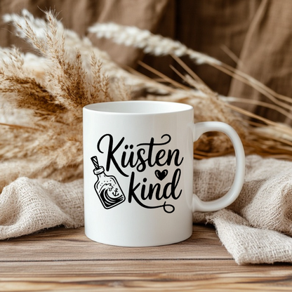 Küstenkind Tasse – Maritime Keramiktasse mit Flaschenpost | Nordsee Geschenk | Ostsee Becher | Meerliebe | Küstenliebe
