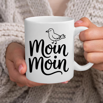 Moin Moin Tasse – Maritime Keramiktasse mit Möwe | Nordsee Geschenk | Ostsee Becher | Küstenliebe | Kaffeebecher