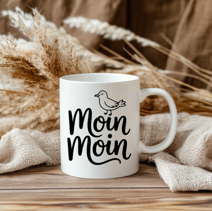Moin Moin Tasse – Maritime Keramiktasse mit Möwe | Nordsee Geschenk | Ostsee Becher | Küstenliebe | Kaffeebecher