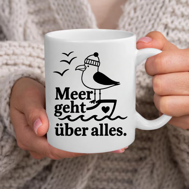 Meer geht über alles Tasse | Maritime Möwen Tasse mit Küstenliebe | Nordsee Geschenk für Meerliebhaber