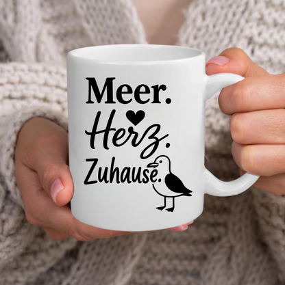 Meer Herz Zuhause Tasse | Maritime Möwen Tasse | Küstenliebe Geschenk für Nordsee- und Ostsee-Fans