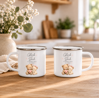 Glück ist Dich an meiner Seite zu haben – Bären Paar | Geschenk für Partner, Lieblingsmensch | Camping Becher 350 ml