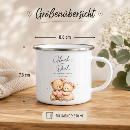 Glück ist Dich an meiner Seite zu haben – Bären Paar | Geschenk für Partner, Lieblingsmensch | Camping Becher 350 ml