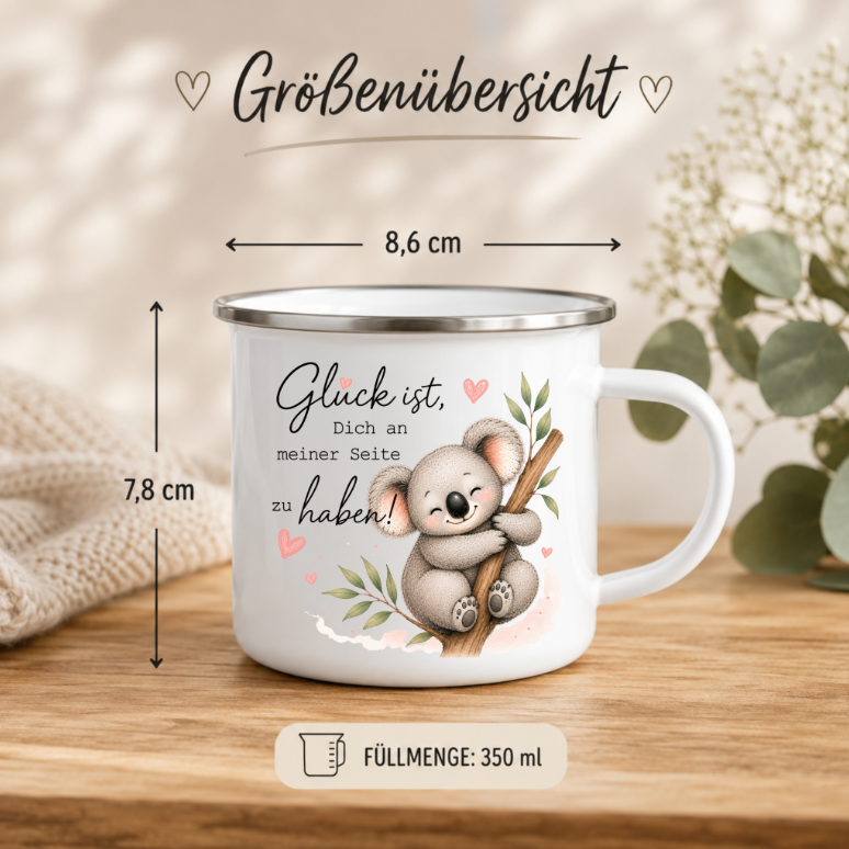 Glück ist, Dich an meiner Seite zu haben | Süßer Koala | Geschenk für Lieblingsmensch | 350 ml