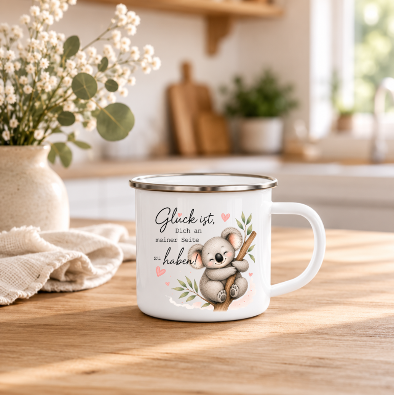 Glück ist, Dich an meiner Seite zu haben | Süßer Koala | Geschenk für Lieblingsmensch | 350 ml