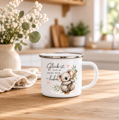 Glück ist, Dich an meiner Seite zu haben | Süßer Koala | Geschenk für Lieblingsmensch | 350 ml