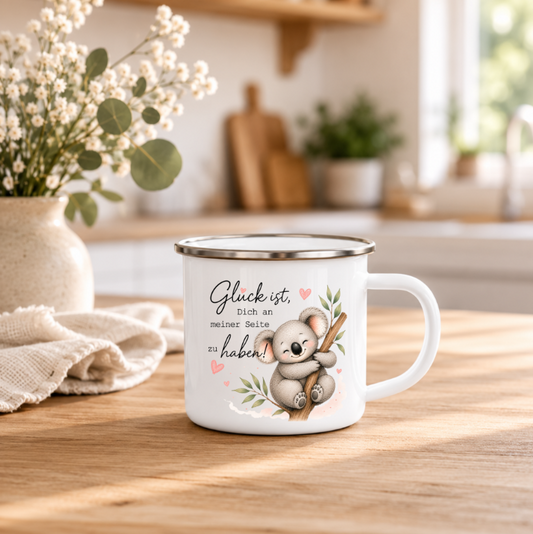 Glück ist, Dich an meiner Seite zu haben | Süßer Koala | Geschenk für Lieblingsmensch | 350 ml