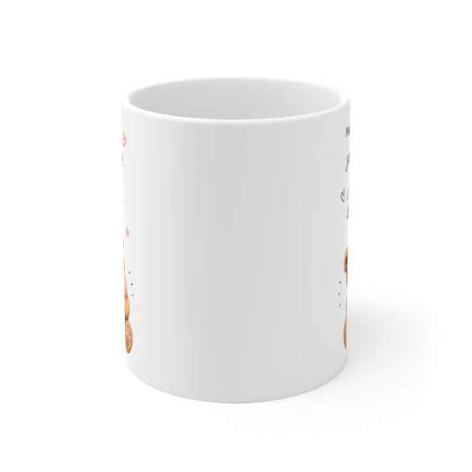 Rundumansicht der Tasse mit Teddy Herz Motiv für Lieblingsmenschen