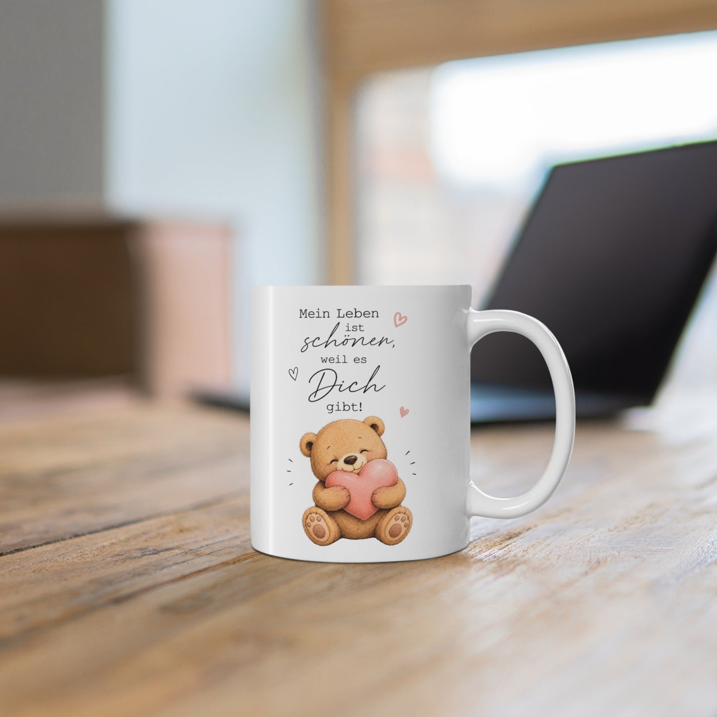 Romantische Tasse mit süßem Bären und liebevoller Botschaft