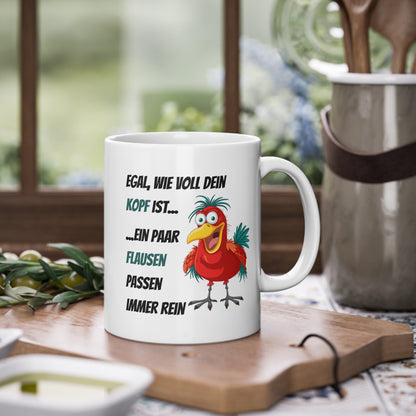 Lustige Tasse mit Spruch – Egal wie voll dein Kopf ist – Geschenk Idee Büro Kollegen Humor Kaffee Tasse witzig