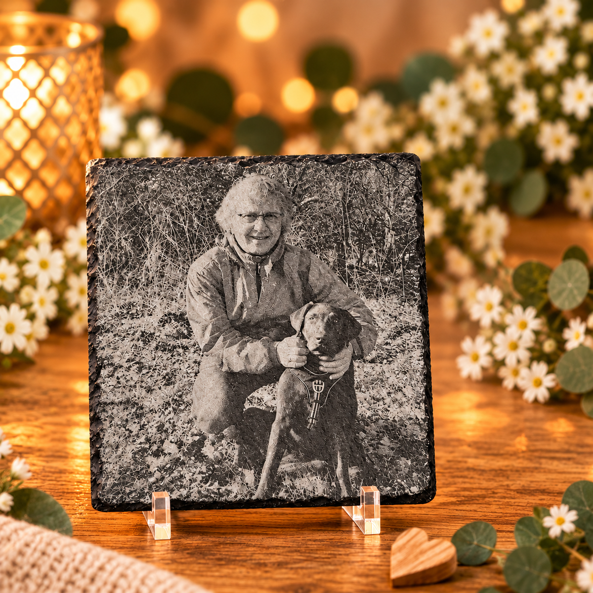 Schieferplatte mit Fotogravur – personalisiertes Erinnerungsstück mit Bild
