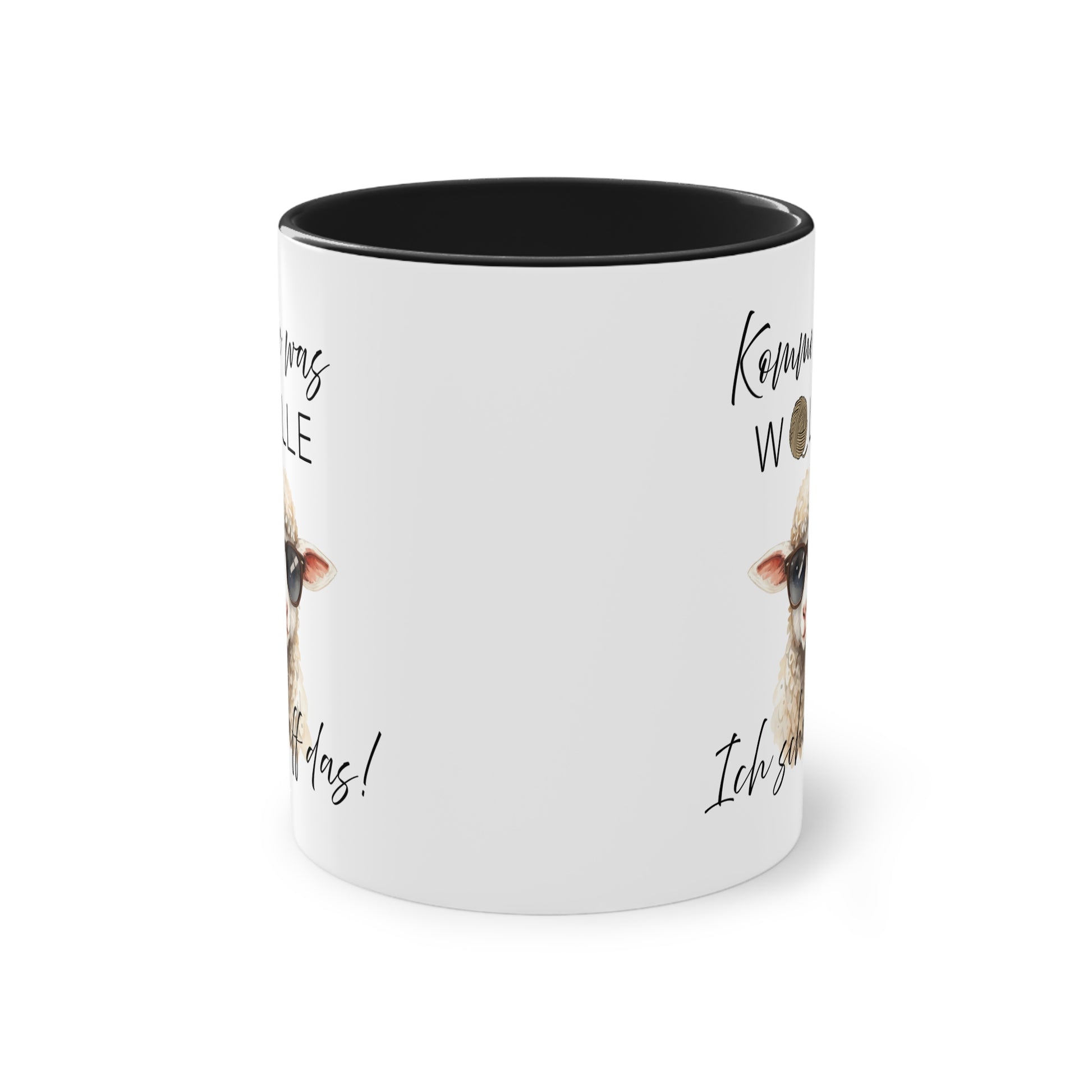 Lustige Tasse mit Schaf Motiv und Spruch
