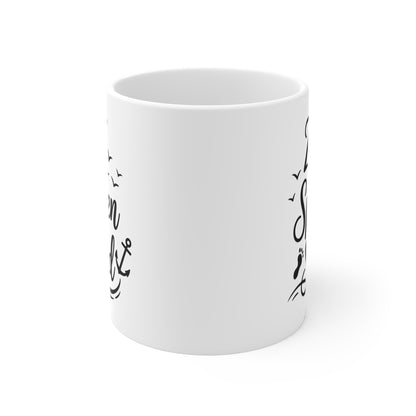 Zeit für Spuren im Sand Tasse – Maritime Keramiktasse mit Spruch | Geschenk für Strandliebhaber & Meerfans