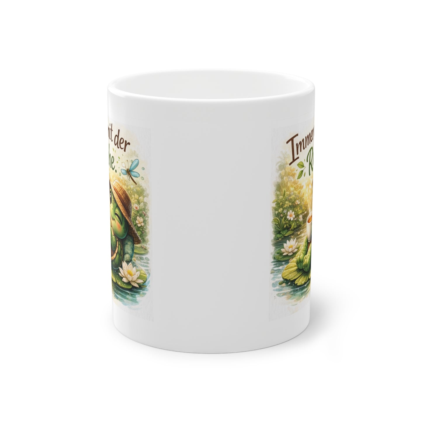 zen tasse mit spruch und natur illustration