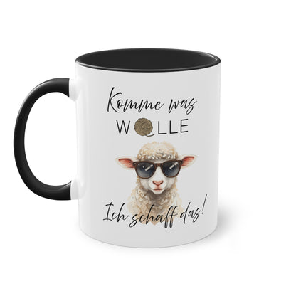 Lustige Tasse mit Schaf Motiv und Spruch
