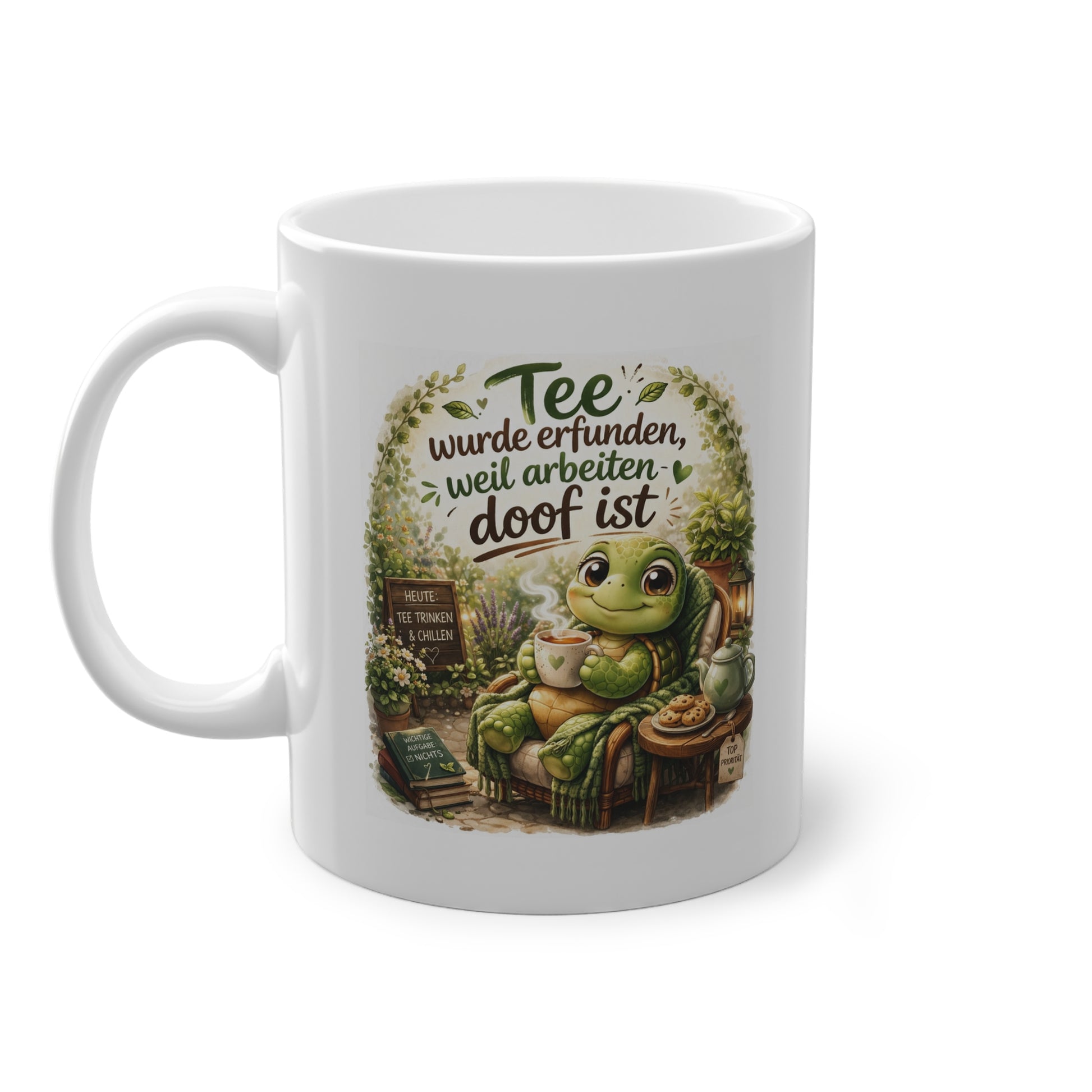lustige tee tasse arbeiten doof schildkröte